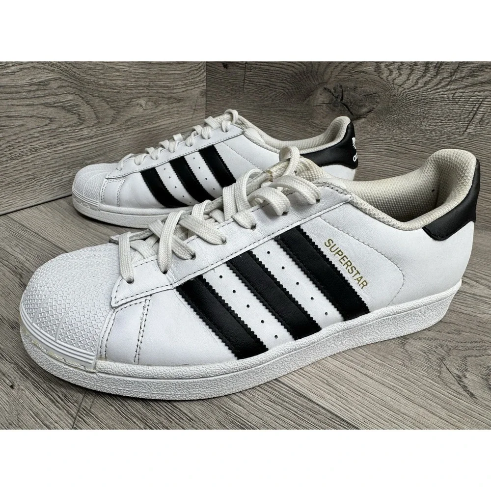 Adidas Superstar Originals White Black Leather Womens Sneakers Shoes Size 8.5